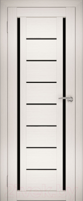 Дверь межкомнатная Юни Амати 06 60x200 (эшвайт/стекло черное)