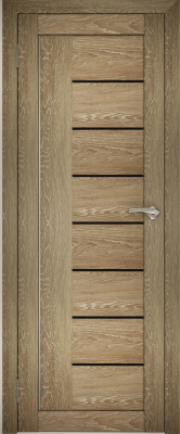 Дверь межкомнатная Юни Амати 07 60x200 (дуб шале натуральный/стекло черное)