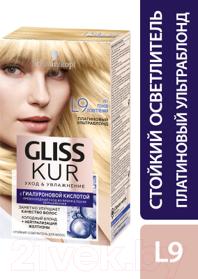 Крем-краска для волос Gliss Kur Уход и увлажнение c гиалуроновой кислотой L9 (осветлитель платиновый ультраблонд)