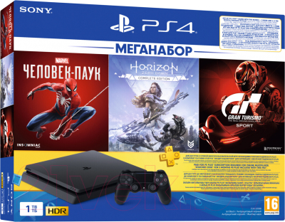 Игровая приставка PlayStation 4 1Тб + GTS/HZD CE/SpiderM / PS719391302 (PS+3M)