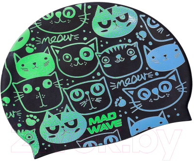 Шапочка для плавания Mad Wave Meow (зеленый)