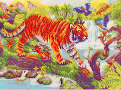 Набор алмазной вышивки РЫЖИЙ КОТ Красивый тигр в джунглях / AS4031
