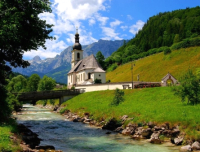 

Набор алмазной вышивки РЫЖИЙ КОТ, Часовня у горной реки / AC22050