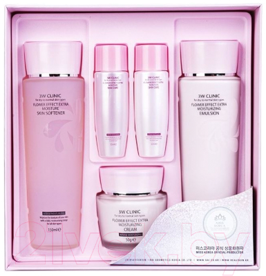 Набор косметики для лица 3W Clinic Flower Effect Extra Moisturizing 3 Kit Set (150мл+150мл+50мл+30мл+30мл)