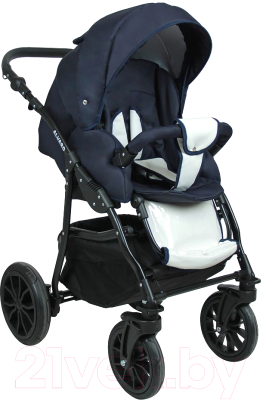 Детская универсальная коляска Alis Alvaro F 3 в 1 (Al 07, темно-синий/белая кожа)
