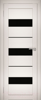 Дверь межкомнатная Юни Амати 12 60x200 (эшвайт/стекло черное)