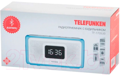 Радиочасы Telefunken TF-1705UB (голубой/белый)