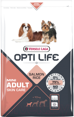 Сухой корм для собак Opti Life Для взрослых собак мелких пород с чувств.кожей с лососем и рисом (2.5кг)