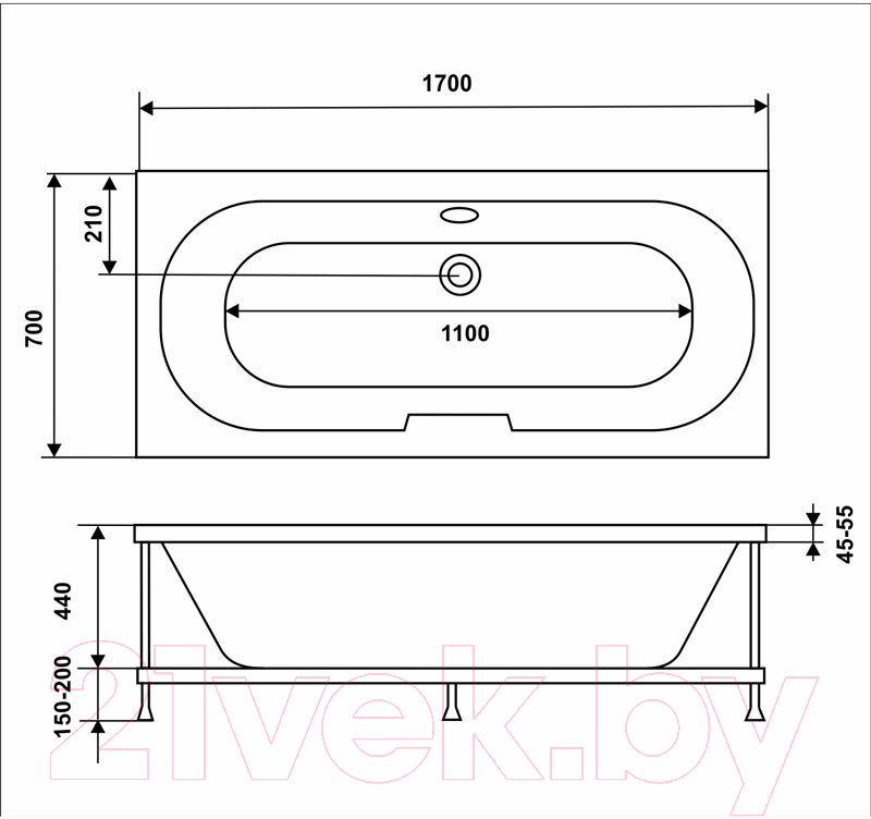 Ванна акриловая Eurolux Sibaris 170x70 / E1017070033