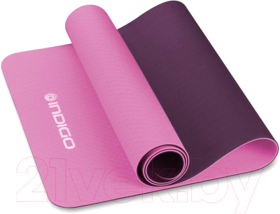 Коврик для йоги и фитнеса Indigo TPE / IN106 (розовый/фиолетовый)