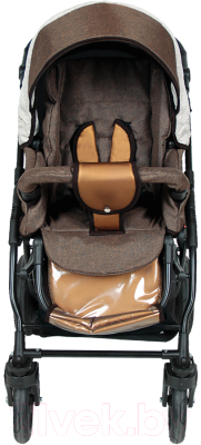Детская универсальная коляска Alis Alvaro F 3 в 1 (Al 06, коричневый/светло-бежевый/золотая кожа)