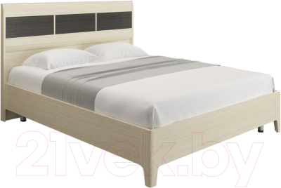 Двуспальная кровать Лером Мелисса КР-2863-БД-К 160x200 (дуб беленый/комбинированный)