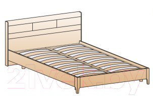 Двуспальная кровать Лером Мелисса КР-2863-БД-К 160x200 (дуб беленый/комбинированный)