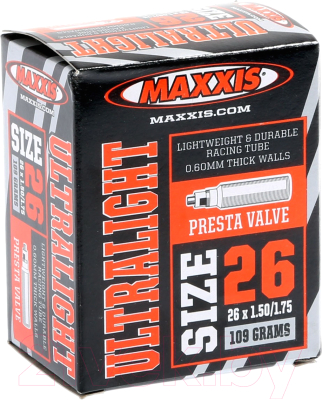 

Камера для велосипеда Maxxis, Ultralight 26x1.50/1.75 Fvsep48 / EIB60064200