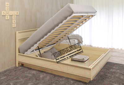 Двуспальная кровать Лером Карина КР-1003-ГС 160x200 (гикори джексон светлый)