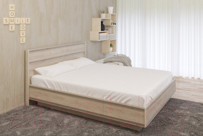 Двуспальная кровать Лером Карина КР-1003-ГС 160x200 (гикори джексон светлый)