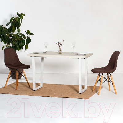 Обеденный стол Millwood Лофт Уэльс Л 120x70x75 (дуб белый Craft/металл белый)
