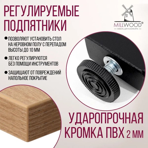 Купить Обеденный стол Millwood Лофт Уэльс Л 120x70x75 в Жодино