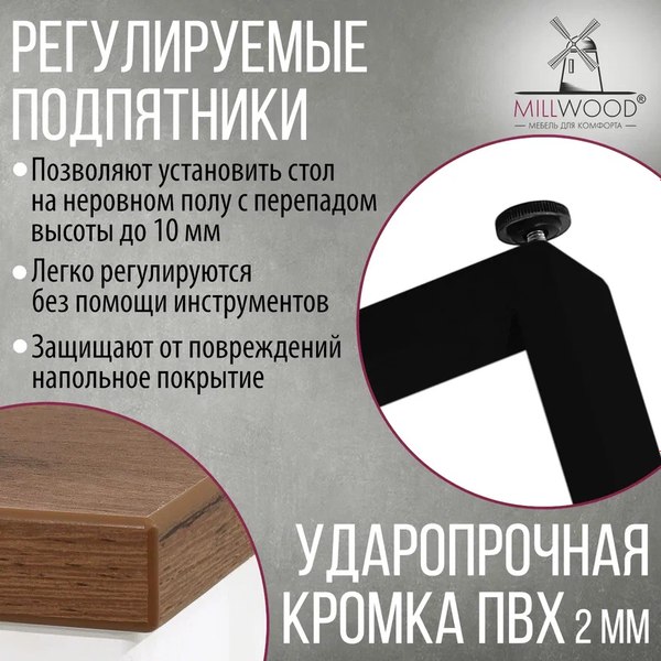 Купить Обеденный стол Millwood Лофт Уэльс Л 130x80x75 в Могилеве