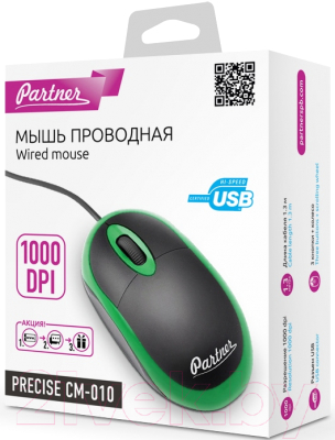 Мышь PARTNER Precise CM-010 / 036995 (черный/зеленый)