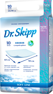 Набор пеленок одноразовых детских Dr.Skipp С суперабсорбентом 60x90 (10шт)