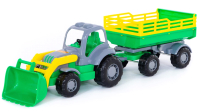 Трактор игрушечный Полесье Крепыш №2 с прицепом и ковшом / 44808 - 