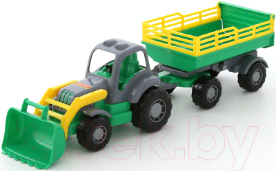 Трактор игрушечный Полесье Крепыш №2 с прицепом и ковшом / 44808 - товар по цвету не маркируется