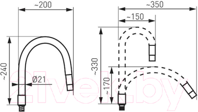 Излив Ferro Elastico W100W-B (белый)