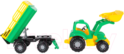 Трактор игрушечный Полесье Силач №1 с прицепом и ковшом / 45027 - товар по цвету не маркируется