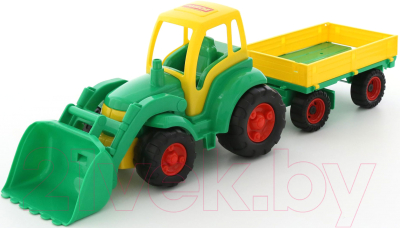 Трактор игрушечный Полесье Чемпион с ковшом и прицепом / 0520 - товар по цвету не маркируется
