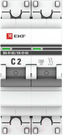 Выключатель автоматический EKF ВА 47-63 2P 2А (C) 4.5kA