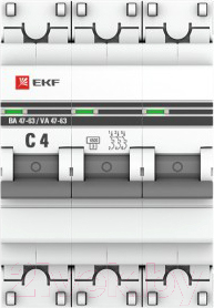 Выключатель автоматический EKF ВА 47-63 3P 4А (C) 4.5kA