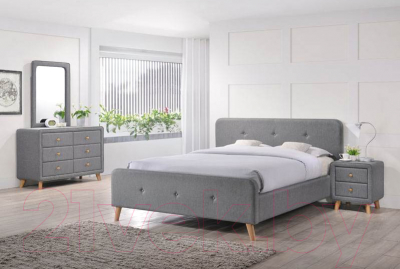 Двуспальная кровать Signal Malmo 180x200 (серый)