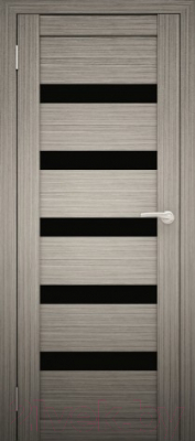 Дверь межкомнатная Юни Амати 03 60x200 (дуб дымчатый/стекло черное)