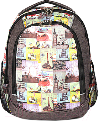 Школьный рюкзак Galanteya 48516 / 9с1352к45 (серо-коричневый/цветной)