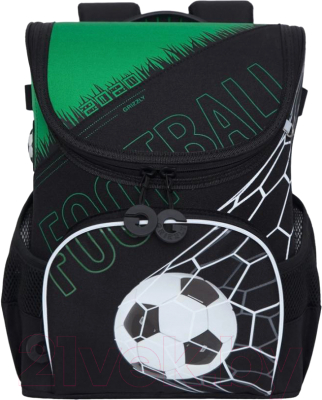 Школьный рюкзак Grizzly RAn-083-1 (черный/зеленый)