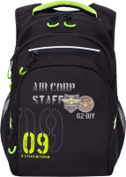 Школьный рюкзак Grizzly RB-050-2 (черный/салатовый) - 
