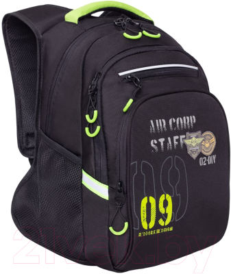 Школьный рюкзак Grizzly RB-050-2 (черный/салатовый)