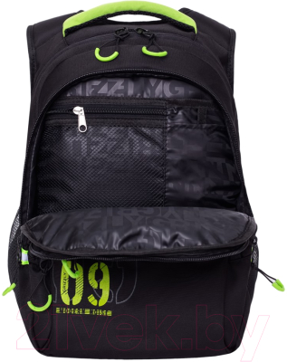 Школьный рюкзак Grizzly RB-050-2 (черный/салатовый)