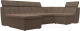 Диван П-образный Лига Диванов Холидей Люкс модульный 238 / 105595 (рогожка коричневый) - 