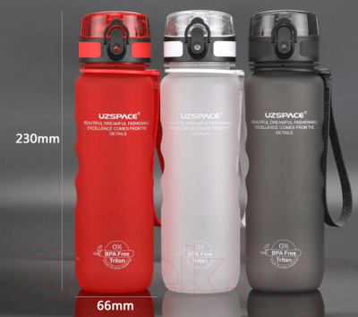 Бутылка для воды UZSpace Colorful Frosted Limited / 3044 (500мл, красный)