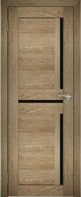 Дверь межкомнатная Юни Амати 18 60x200 (дуб шале натуральный/стекло черное)