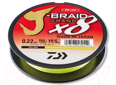 

Леска плетеная Daiwa, Желтый, J-Braid X8 0.24мм 300м / 12750-124RU