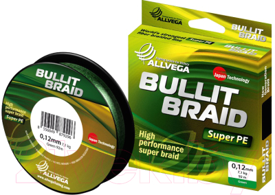 Леска плетеная Allvega Bullit Braid 0.08мм 135м / BB135GR08 (темно-зеленый)