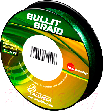 Леска плетеная Allvega Bullit Braid 135м 0.10мм / BB135GR10 (темно-зеленый)