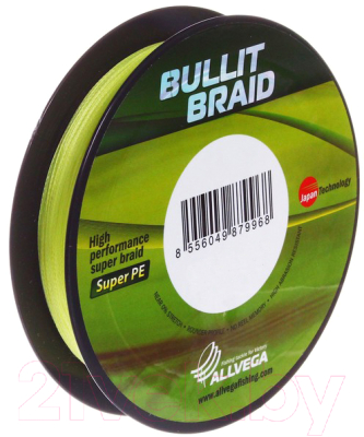 Леска плетеная Allvega Bullit Braid 0.10мм 92м / BB92Y10 (ярко-желтый)