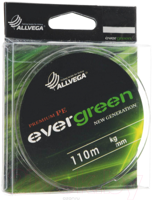 Леска плетеная Allvega Evergreen 0.14мм 110м / EVGR014 (темно-зеленый)