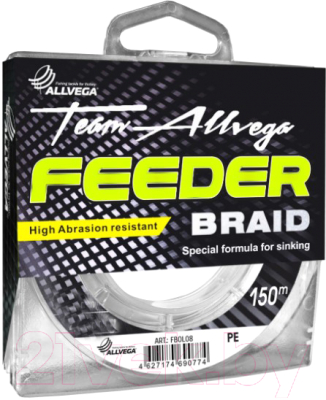 

Леска плетеная Allvega, Темно-зеленый, Feeder Braid 0.18мм 150м / FBOL18