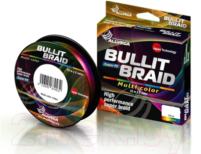 Леска плетеная Allvega Bullit Braid 150м 0.30мм / BB150MC30 (Multicolor)
