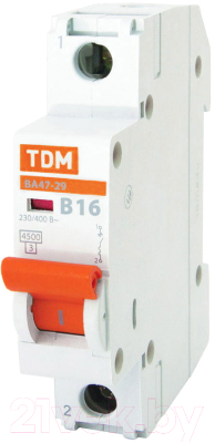 Выключатель автоматический TDM ВА 47-29 1Р 16А (В) 4.5кА / SQ0206-0010